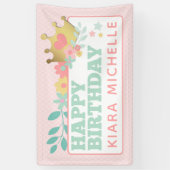 Banderoles Fête d'anniversaire pour bébé fille Princesse Rose (Vertical)