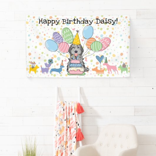 Banderoles Fête d'anniversaire pour chien Cockapoo Cavapoo Bl (En situation)