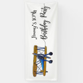 Banderoles Fête d'anniversaire pour garçons avec biplan bleu  (Vertical)