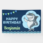 Banderoles Fête d'anniversaire requin (Horizontal)