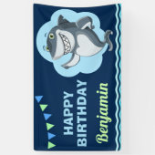 Banderoles Fête d'anniversaire requin (Vertical)