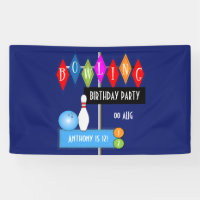Fête d'anniversaire rétro de bowling bleu royal