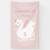 Banderoles Fête d'anniversaire rose girly mignonne cygne élég (Vertical)