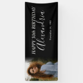 Banderoles Fête d'Anniversaire Simple Noir Blanc Photo (Vertical)