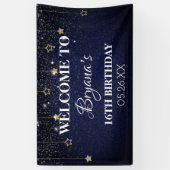 Banderoles Fête d'anniversaire sous les étoiles nuit étoilée (Vertical)