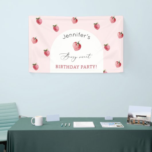 Banderoles Fête d'anniversaire sucrée aux fraises (Salon professionnel)