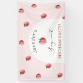 Banderoles Fête d'anniversaire sucrée aux fraises (Vertical)