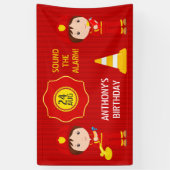 Banderoles Fête d'anniversaire sur le thème des pompiers pers (Vertical)