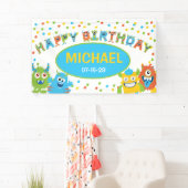 Banderoles Fête d'anniversaire sur le thème du petit monstre (En situation)