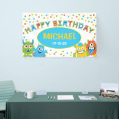 Banderoles Fête d'anniversaire sur le thème du petit monstre (Salon professionnel)