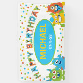 Banderoles Fête d'anniversaire sur le thème du petit monstre (Vertical)