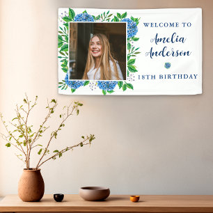 Banderoles Fête d'anniversaire sur mesure Élégante Hydrangea