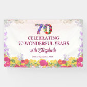 Banderoles Fête de 70 ans élégante florale / 70 Ans (Horizontal)
