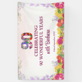 Banderoles Fête de 90e anniversaire Floral Élégant / 90 Ans (Vertical)