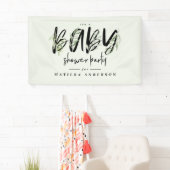 Banderoles Fête de baby shower de branche d'olivier d'aquarel (En situation)