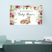 Banderoles Fête de baby shower de cerfs à fleurs d'aquarelle (Salon professionnel)
