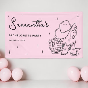 Banderoles Fête de Bachelorette Disco Cowgirl Rose Dernier Ro