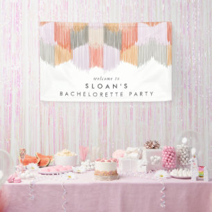 Banderoles Fête de Bachelorette Moderne Rose avec Franges