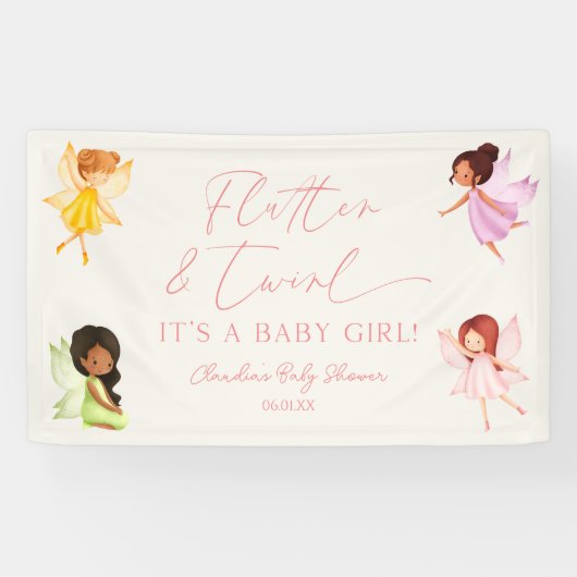 Banderoles Fête de Bébé Fée Enchantée Flutter and Twirl (Horizontal)
