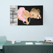 Banderoles Fête de bébé fille perle tutu rose (Salon professionnel)