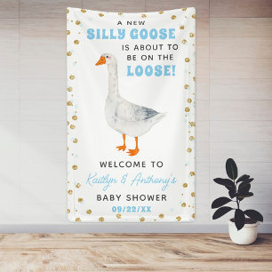 Banderoles Fête de bébé garçon Silly Goose Bleu Aquarelle