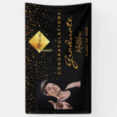 Banderoles Fête de diplôme en or noir confetti photo (Vertical)