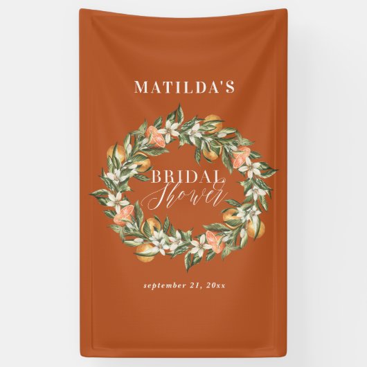 Banderoles Fête de douche botanique de l'agrumes orangé rusti (Vertical)