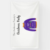 Banderoles Fête de famille de Noël laide pull bleu blanc (Vertical)