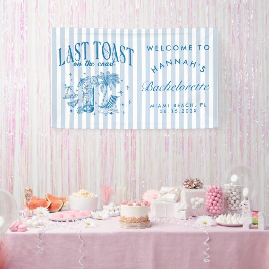 Banderoles Fête de Fiançailles Côtière Moderne Cocktail Bleu (Fête)