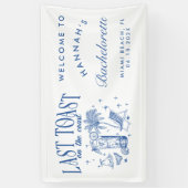 Banderoles Fête de Fiançailles Côtière Moderne Cocktail Bleu (Vertical)