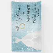 Banderoles Fête de fiançailles dans un bleu bébé (Vertical)