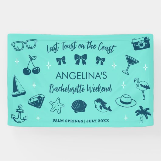 Banderoles Fête de Fiançailles de Fille sur la Plage Dessin d (Horizontal)