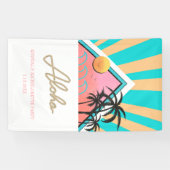 Banderoles Fête de Fille de Plage Tropicale Chaud Néon (Horizontal)