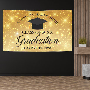Banderoles Fête de fin d'études personnalisée avec paillettes