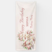 Banderoles Fête de gâteaux pour filles pastel doux joyeux ann (Vertical)