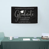 Banderoles Fête de Graduation de Script noir et blanc (Salon professionnel)