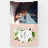 Banderoles Fête de graduation photo de feuillage tropical (Vertical)