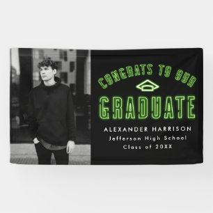 Banderoles Fête de graduation photo moderne Lime Green Neon
