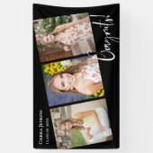 Banderoles Fête de graduation photo noire tendance (Vertical)