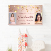 Banderoles Fête de graduation photo rose or étoiles duo (En situation)