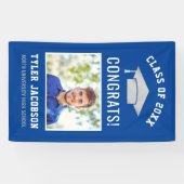Banderoles Fête de graduation photo Royal Blue Silver moderne (Horizontal)