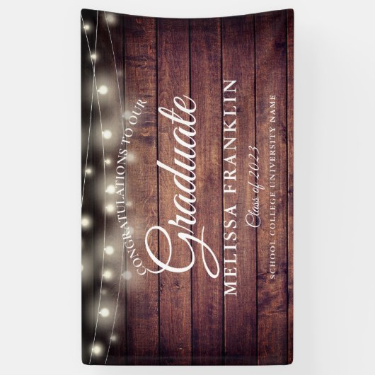 Banderoles Fête de graduation Rustic Wood String Lights (Vertical)