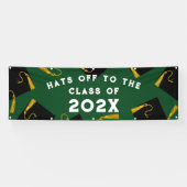 Banderoles Fête de la Graduation Green Félicats (Horizontal)