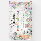 Banderoles Fête de la Jungle mignonne Animaux Fille Anniversa (Vertical)