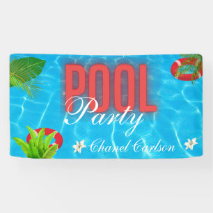 Banderoles Fête de la piscine tropicale Anniversaire d'été