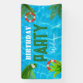 Banderoles Fête de la piscine tropicale | Anniversaire d'été (Verticale)