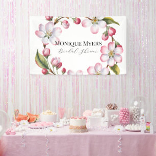 Banderoles Fête de mariage aquarelle pomme cerisier en fleurs