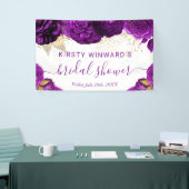 Banderoles Fête de mariage avec fleurs aquarelles violettes e (Salon professionnel)