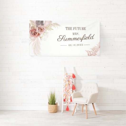 Banderoles Fête de mariage en terre cuite avec herbe de Pampa (Insitu)