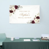 Banderoles Fête de mariage floral burgundy blanc verdure or (Salon professionnel)